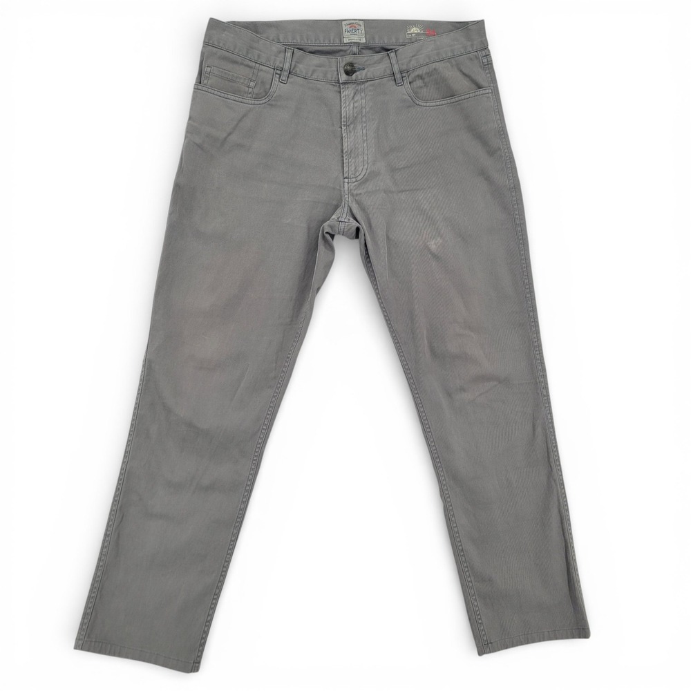 Faherty Mens 34 Gray Organic Cotton‎ Stretch 5 Pocket Pants Coastal Casual